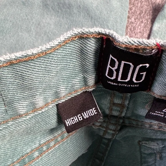 Urban Outfitters BDG High & Wide Jeans Baggy Barrel Skate Denim Mint Green 24 - Picture 10 of 15